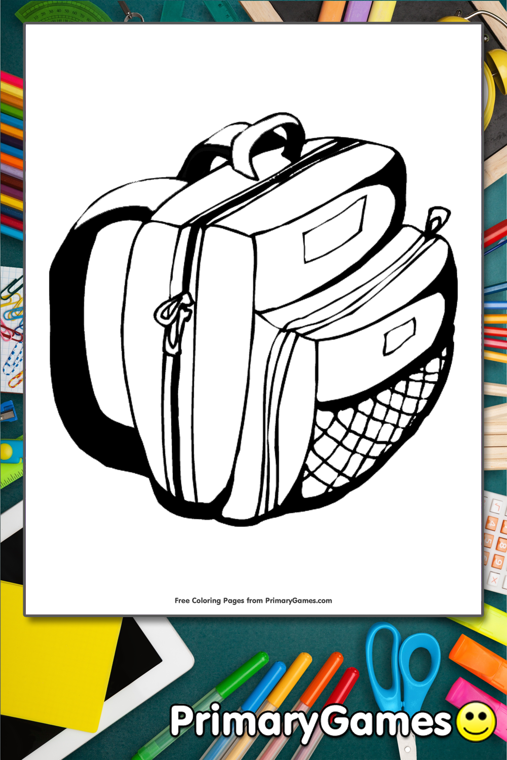 Backpack Coloring Page | Printable Back To School Coloring eBook