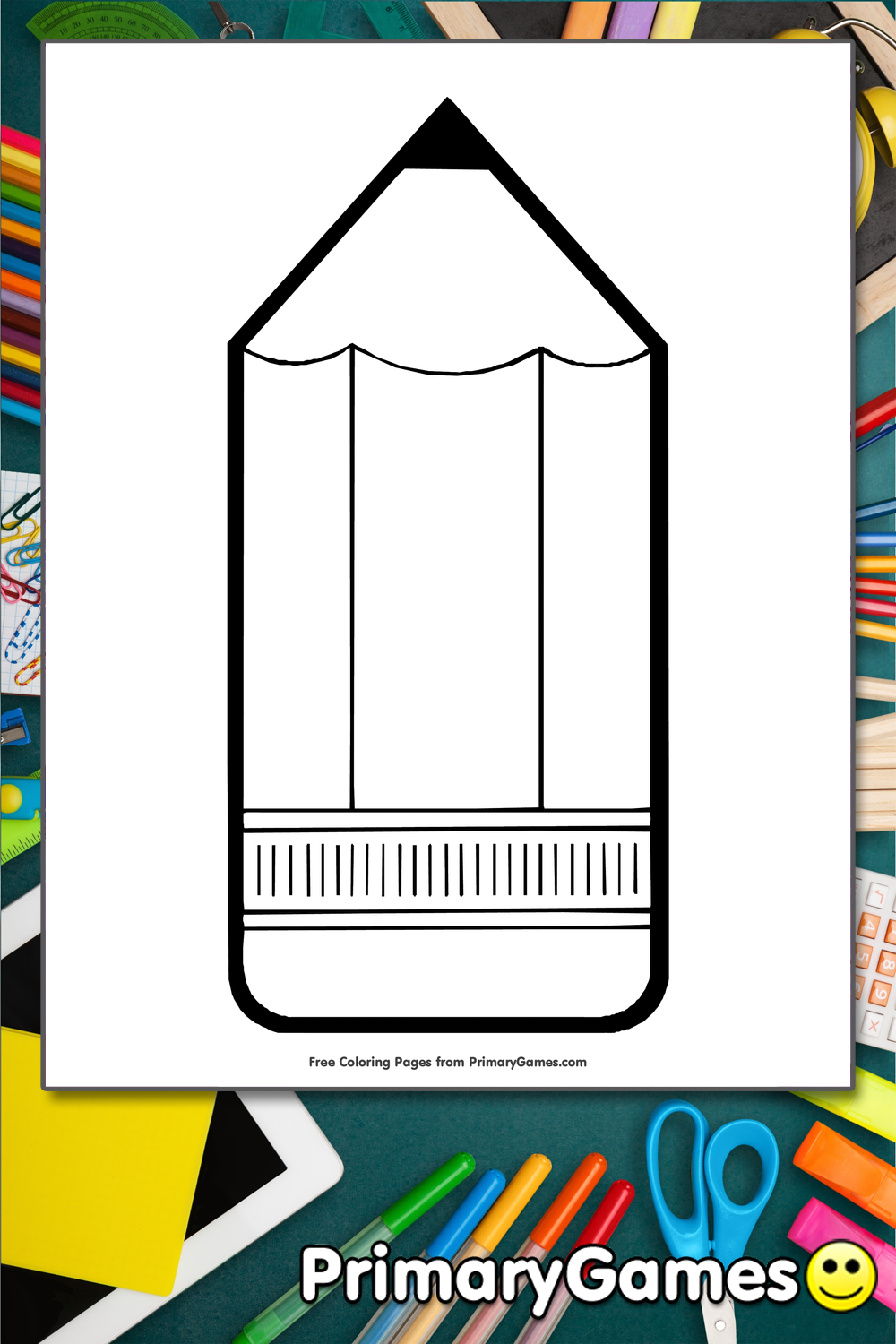 Pencil Coloring Page | Printable Back To School Coloring eBook