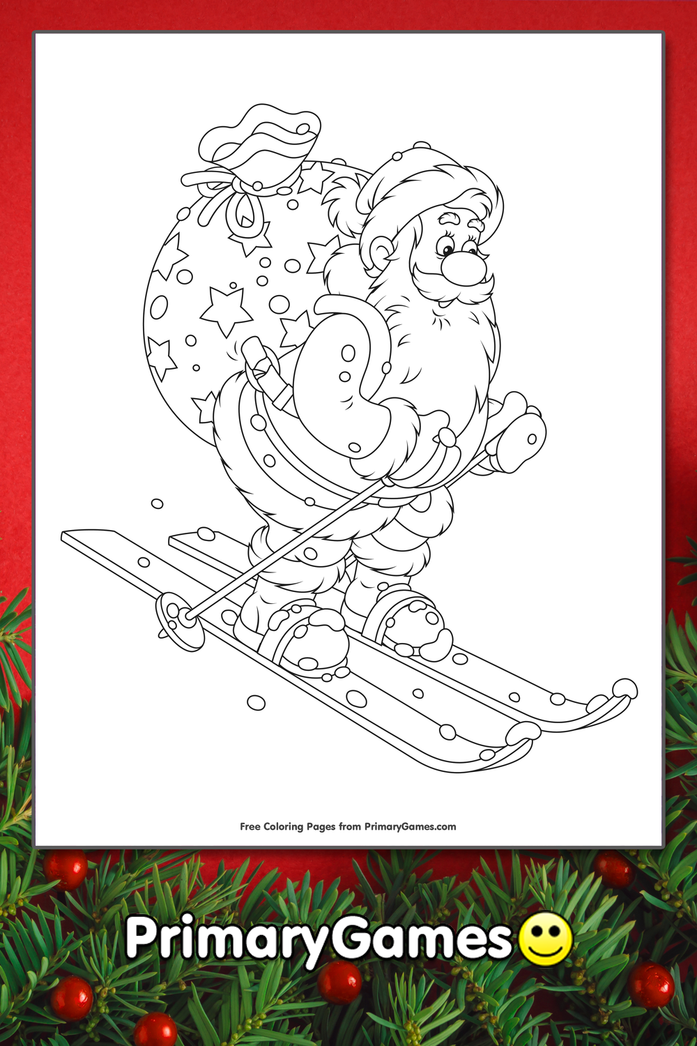 christmas skiing santa primarygames coloring