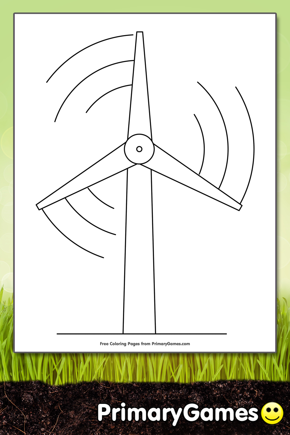 Wind Energy Turbine Coloring Page | Printable Earth Day Coloring eBook