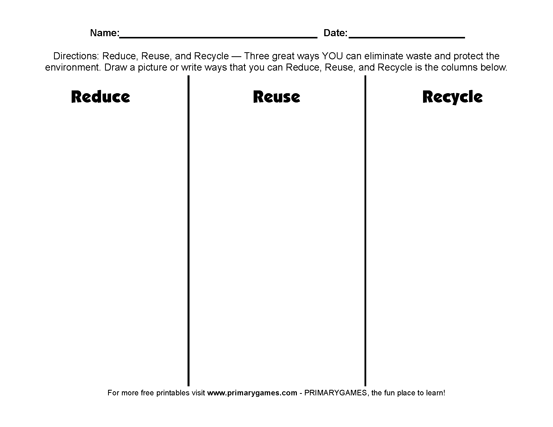 Earth Day Worksheets: Reduce, Reuse, Recycle! - PrimaryGames - Play
