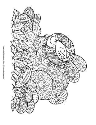 Zentangle Easter Bunny and Eggs Coloring Webpage Printable image about Zentangle Printable called Zentangle Easter Bunny and Eggs Coloring Web page Printable