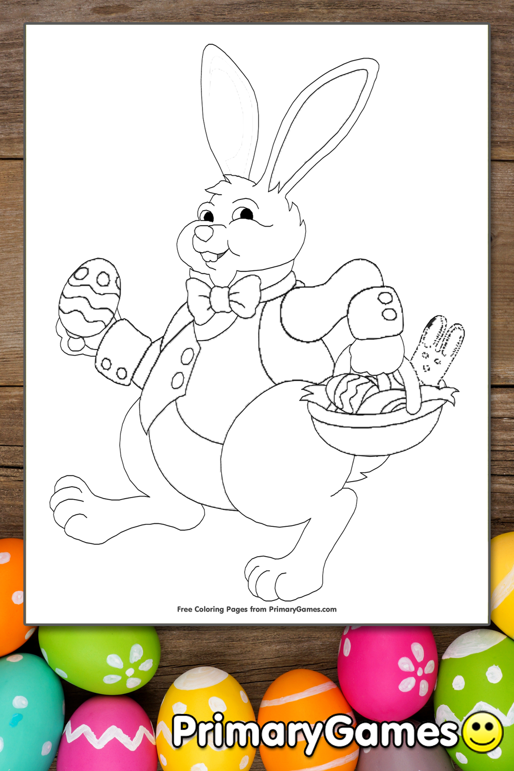 Easter Bunny Coloring Page | Printable Easter Coloring eBook - PrimaryGames