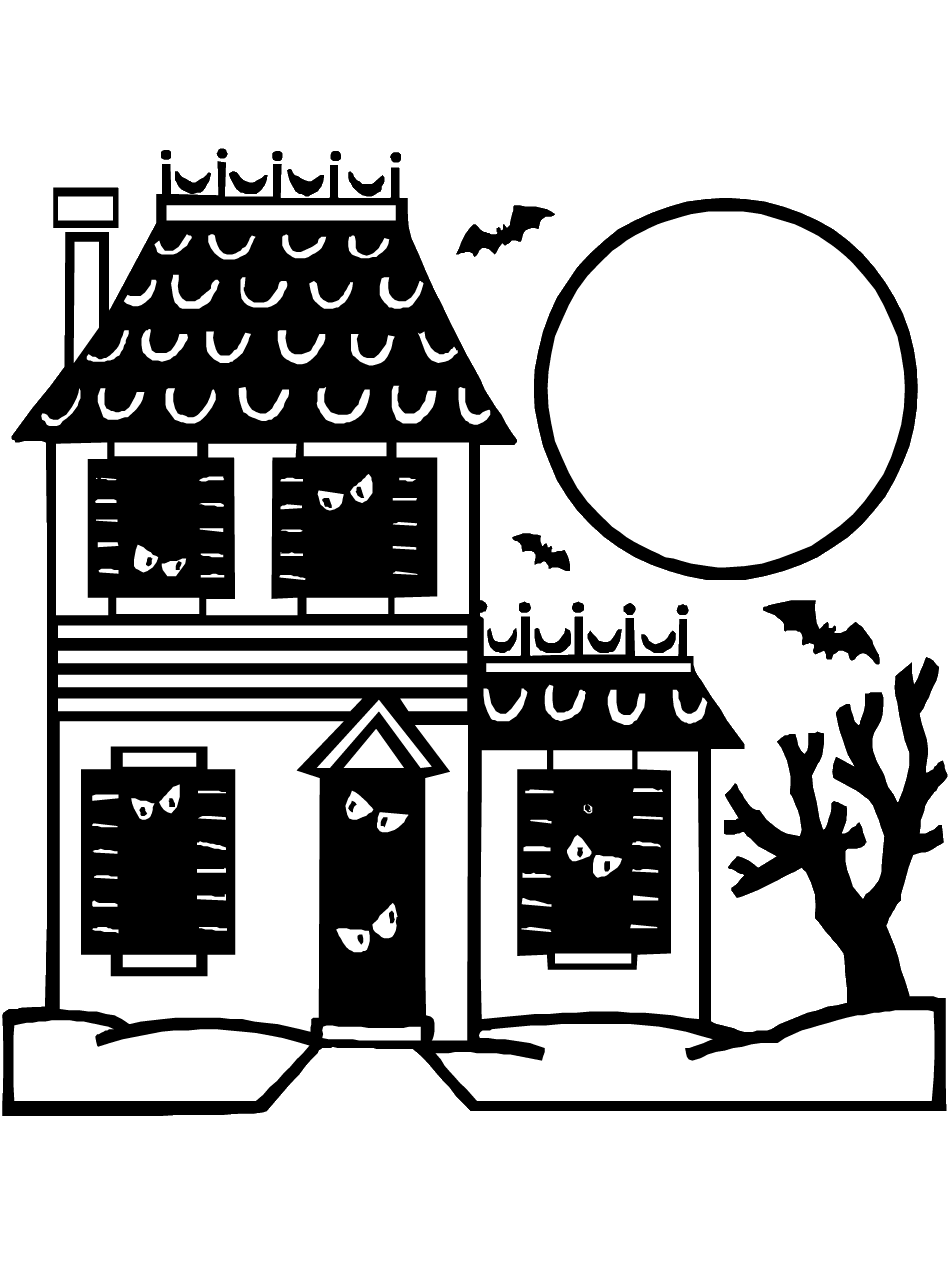 Haunted House Coloring Page | Printable Halloween Coloring eBook