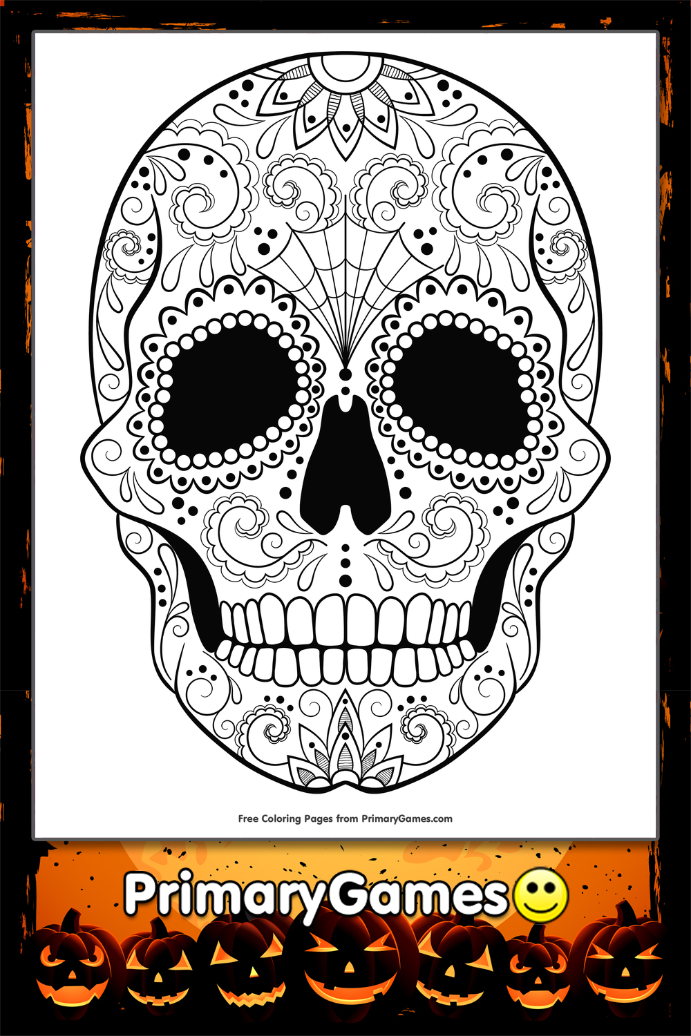halloween skull coloring candy printable primarygames sugar