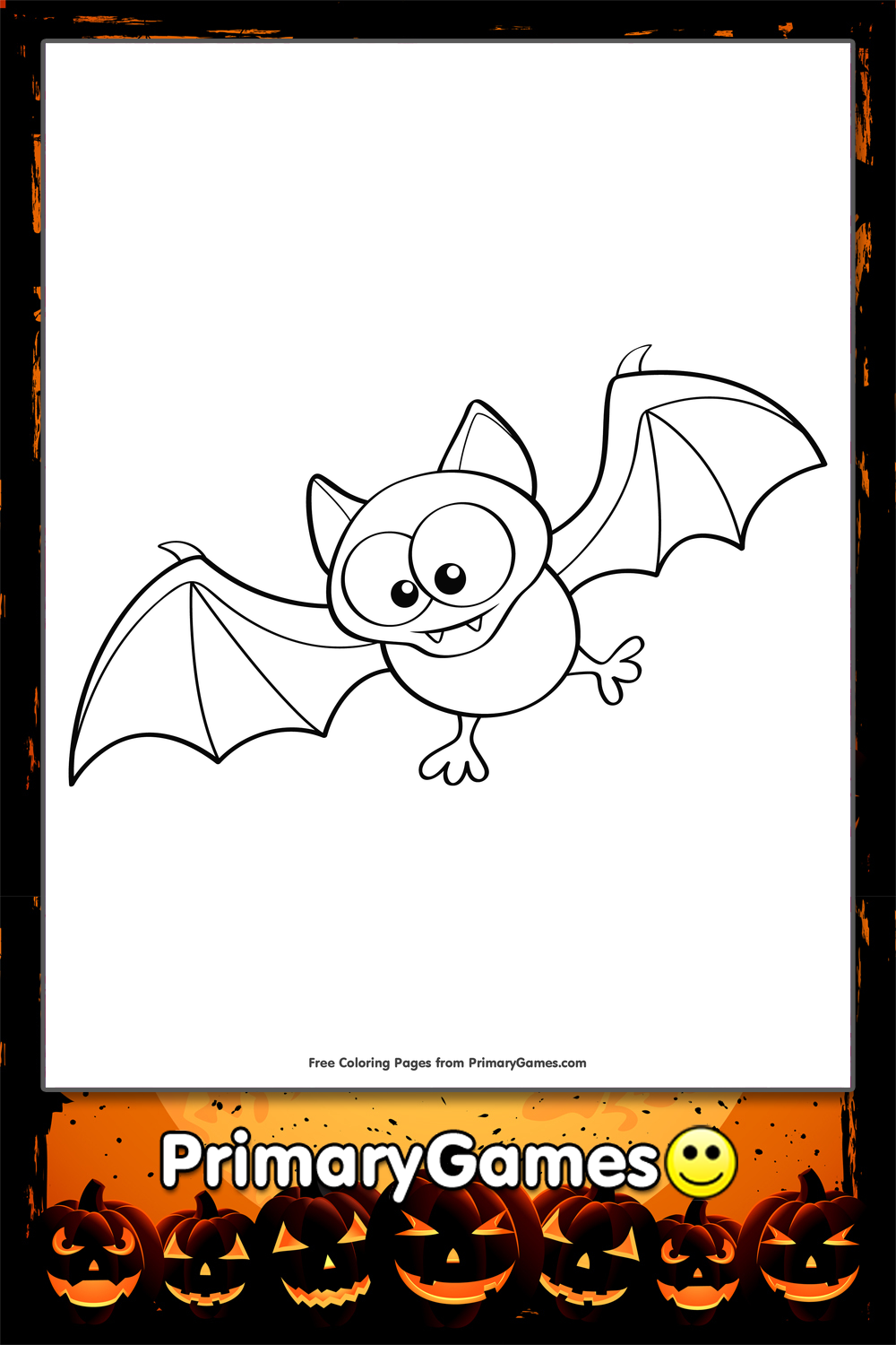 Cute Bat Coloring Page | Printable Halloween Coloring eBook - PrimaryGames