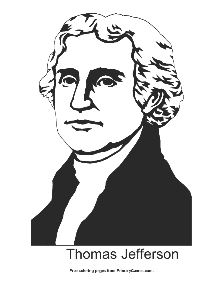 Thomas Jefferson Coloring Page Printable President's Day Coloring