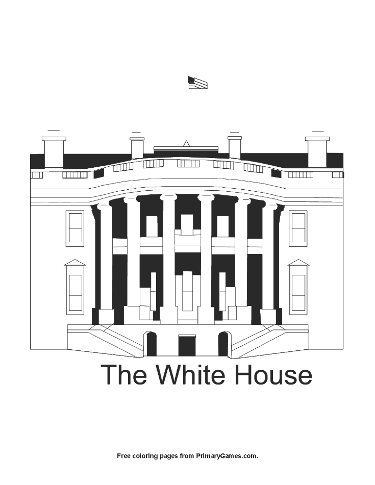 The White House Coloring Page | Printable President's Day Coloring