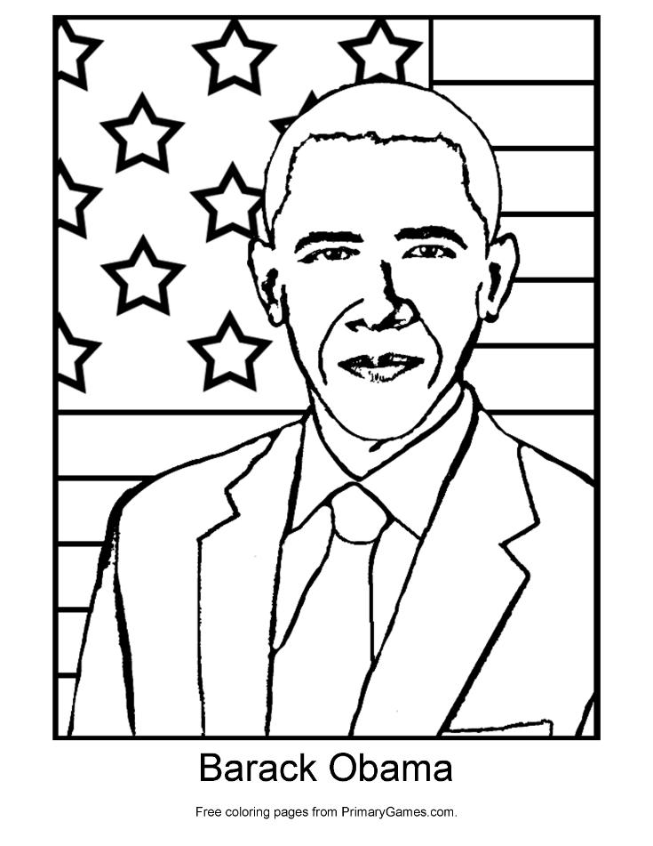 Barack Obama Coloring Page | Printable President's Day Coloring eBook