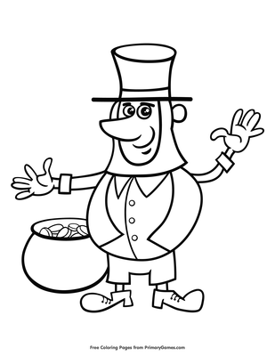 Leprechaun With Pot Of Gold Coloring Page