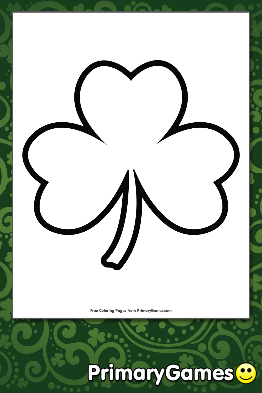Simple Shamrock Outline Coloring Page | Printable St. Patrick's Day