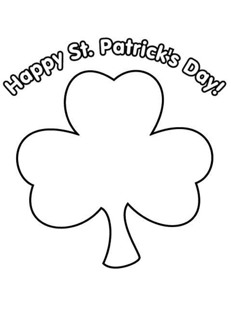 Happy St Patrick's Day Coloring Page - with shamrock title=