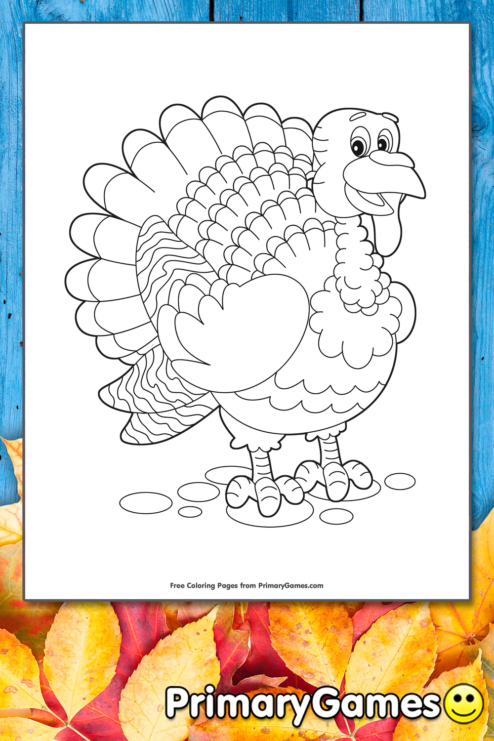 Cute Turkey Coloring Page | Printable Thanksgiving Coloring eBook