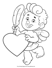 Cupid With Feather and Heart