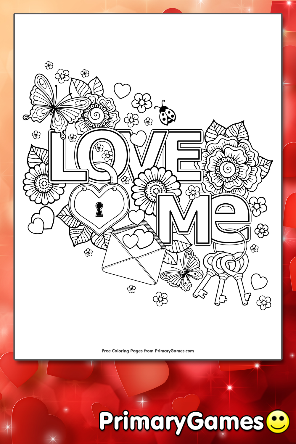 Love Me Coloring Page | Printable Valentine's Day Coloring eBook