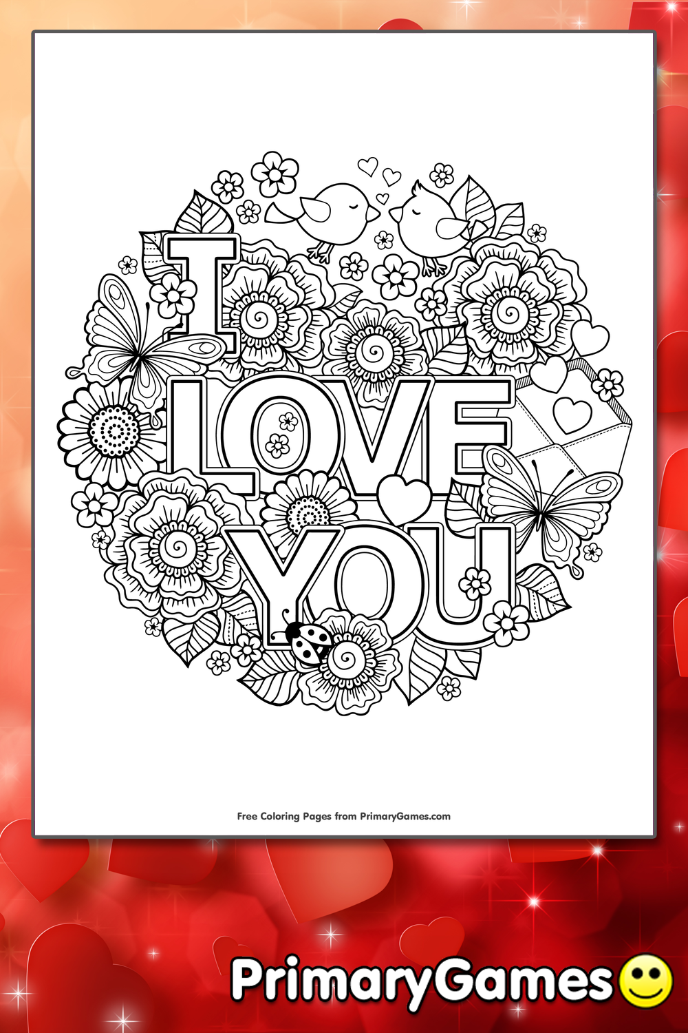 I Love You Coloring Page | Printable Valentine's Day Coloring eBook