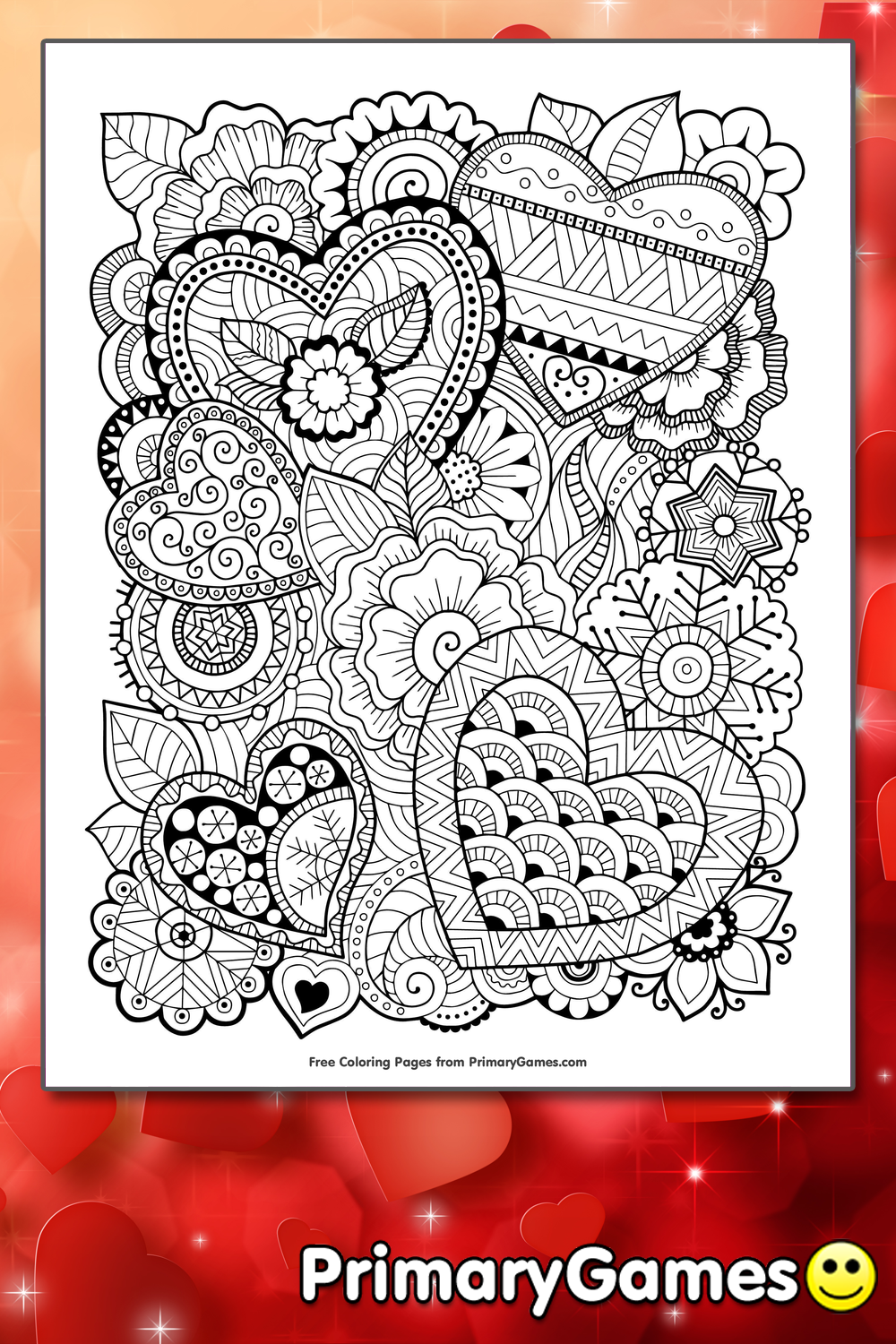 zentangle hearts coloring page printable 39 s day st patrick day coloring page