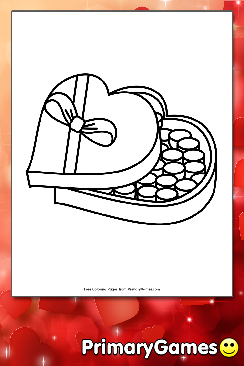 box of chocolates in heart shaped box coloring page halloween stationery