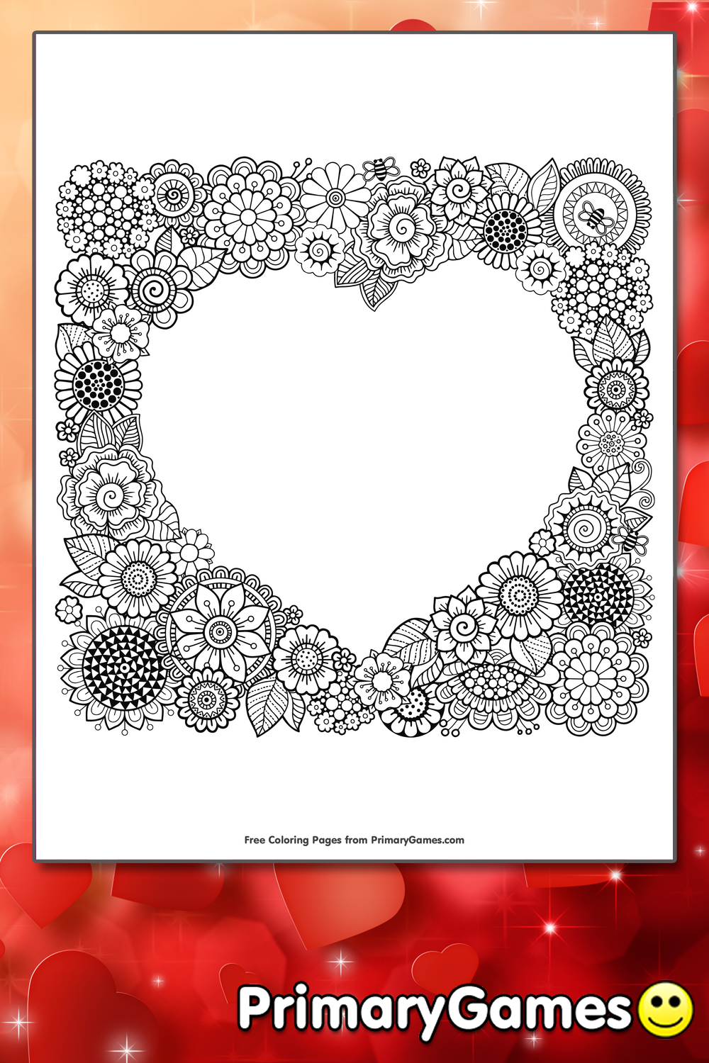 Heart Frame Coloring Page | Printable Valentine's Day Coloring eBook