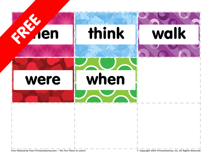 Flashcards: First Grade Sight Words: Then to When - PrimaryGames - Play