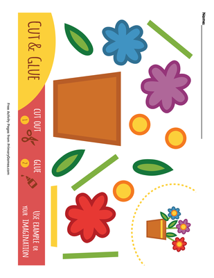 Flowers Cut And Glue Activity Page