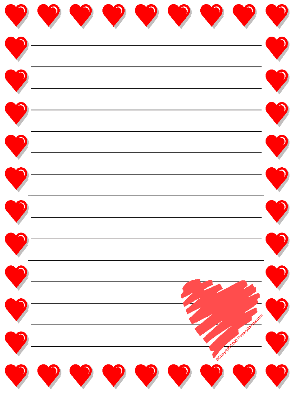 valentine coloring stationary pages - photo #9