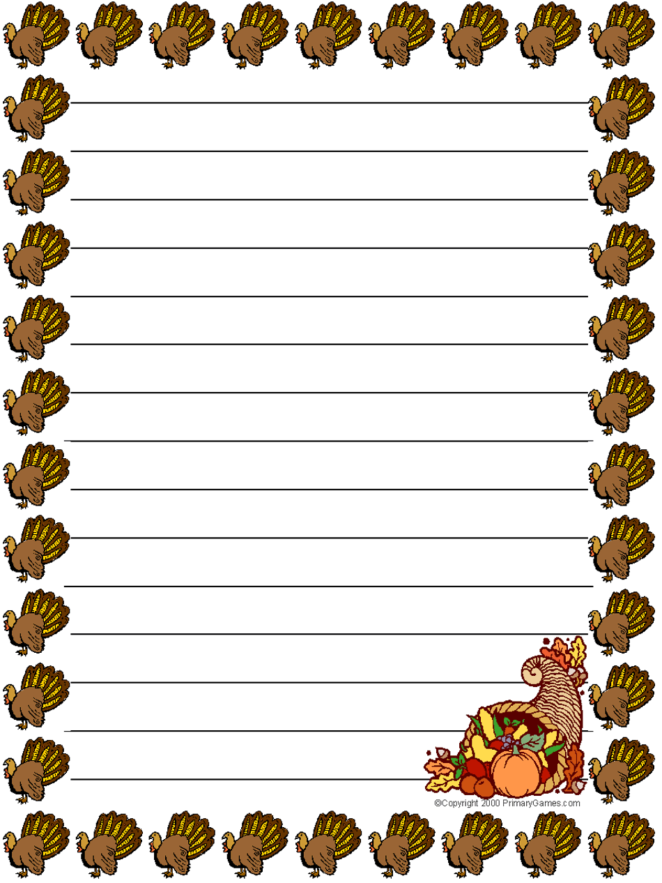 Free Thanksgiving Printable Lined Paper Tooth the Movie