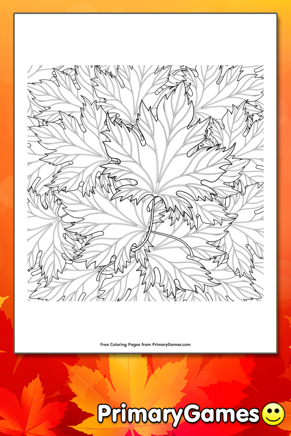 fall leaves autumn coloring printable zentangle primarygames pdf