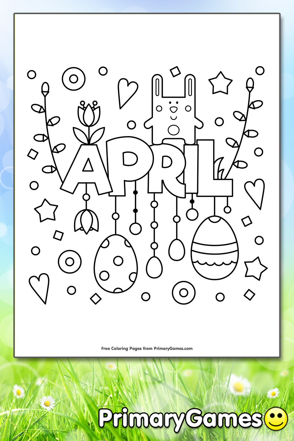 April Coloring Page | Printable Spring Coloring eBook - PrimaryGames