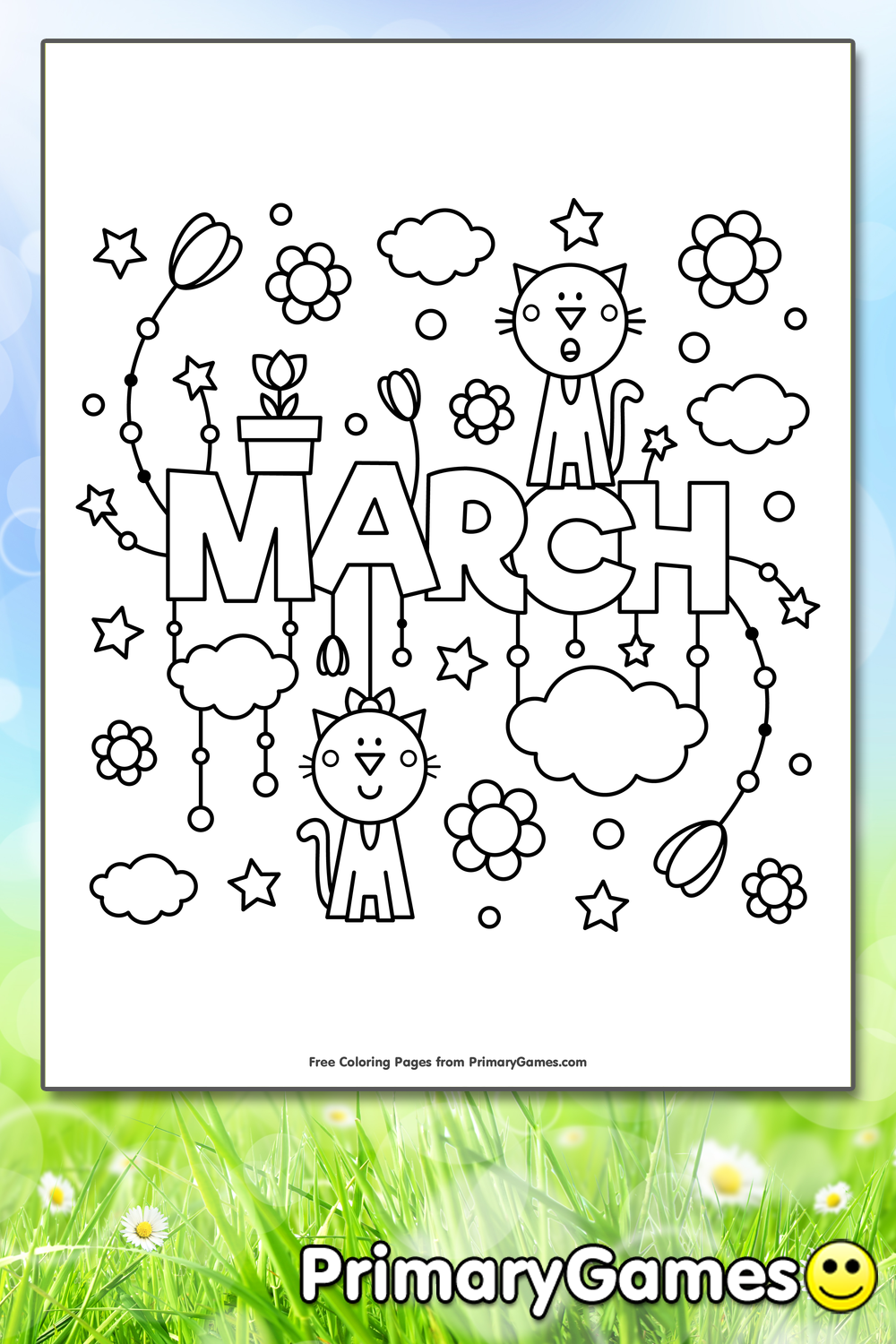 March Coloring Page | Printable Spring Coloring eBook - PrimaryGames