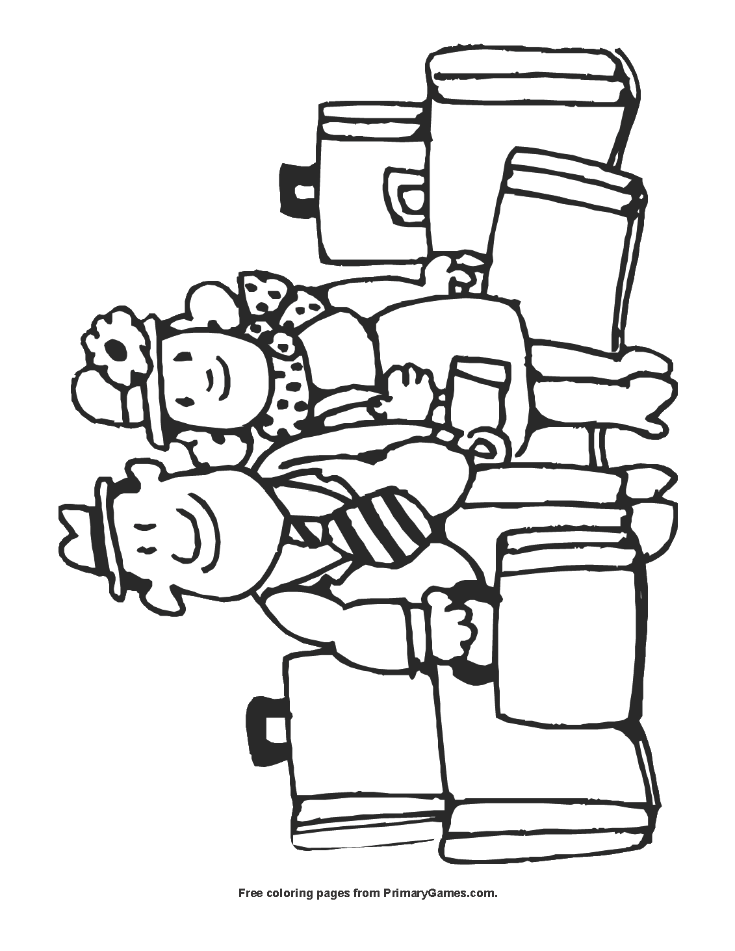 Couple With Suitcases Coloring Page