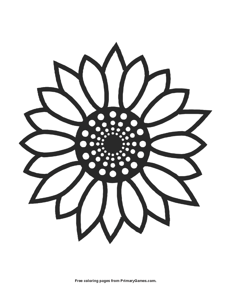 Sunflower Coloring Page | Printable Summer Coloring eBook - PrimaryGames
