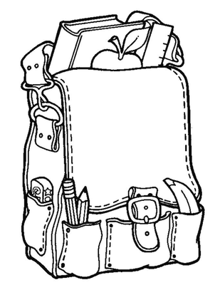 Backpack With School Supplies Coloring Page