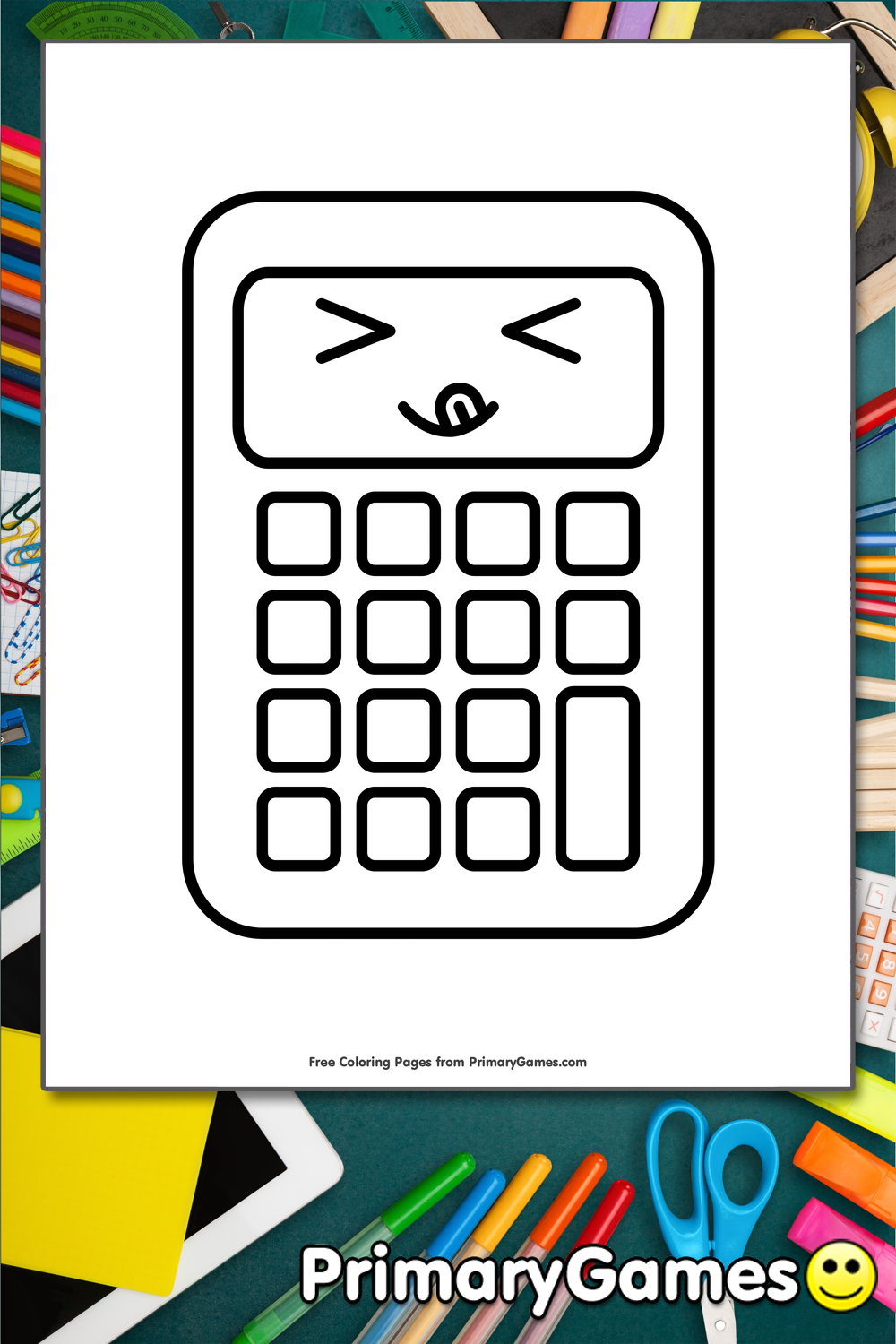 Smiling Calculator Coloring Page • FREE Printable PDF from PrimaryGames smiling-calculator-coloring-page-free-printable-pdf-from-primarygames