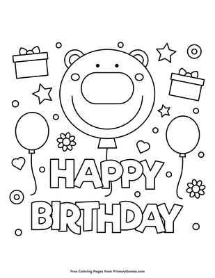 birthday bear coloring pages