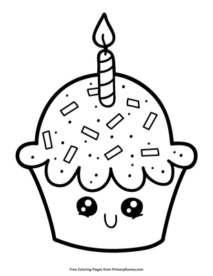 Cute Cupcake Coloring Page • FREE Printable PDF from PrimaryGames