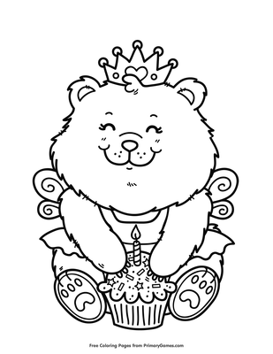 birthday bear coloring page • free printable pdf from