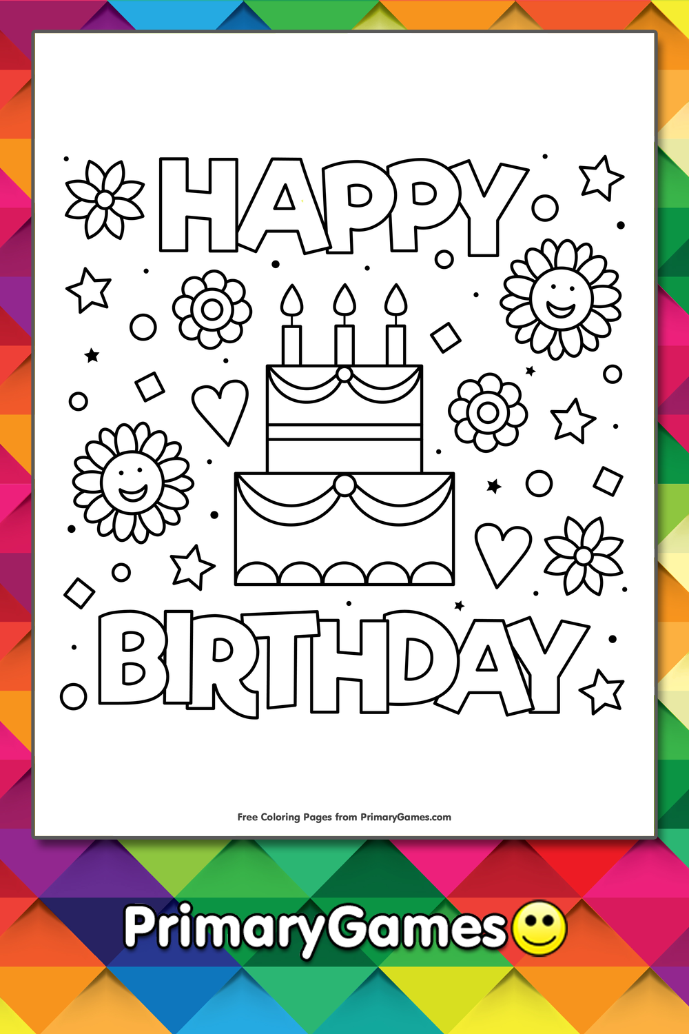 Download Happy Birthday Coloring Page Free Printable Pdf From Primarygames