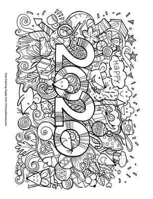 2020 Year Of The Rat Doodle Coloring Page