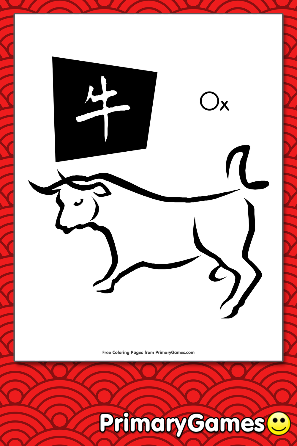 Download Chinese Zodiac Ox Coloring Page Free Printable Pdf From Primarygames