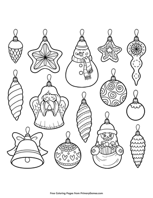 christmas ornaments coloring page • free printable pdf from