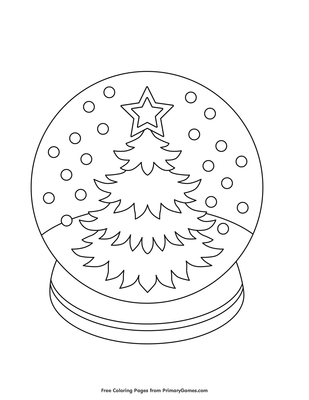 christmas tree snow globe coloring page • free printable pdf