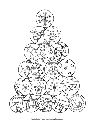 ornament christmas tree coloring page • free printable pdf