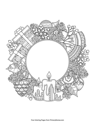 christmas wreath coloring page • free printable pdf from