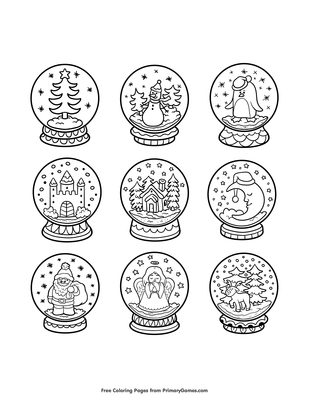 snow globes coloring page • free printable pdf from primarygames