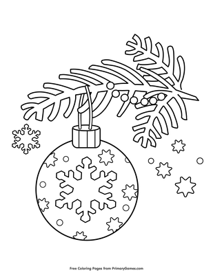 ornament on christmas tree coloring page • free printable