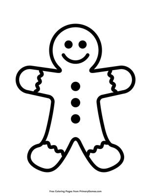 Gingerbread Cookie Coloring Page Free Printable Pdf From Primarygames