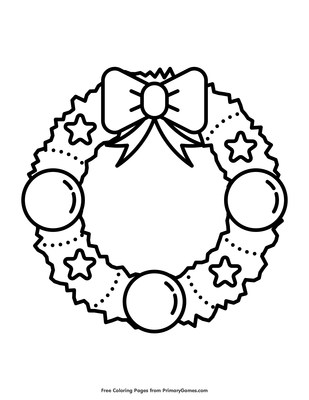 wreath coloring page • free printable pdf from primarygames