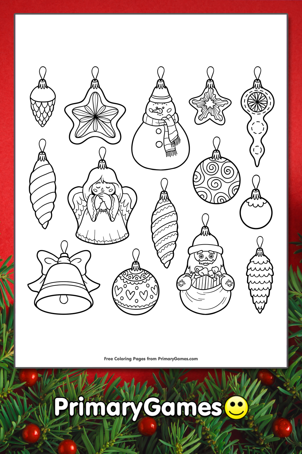 Christmas Ornaments Coloring Page Free Printable Pdf From Primarygames
