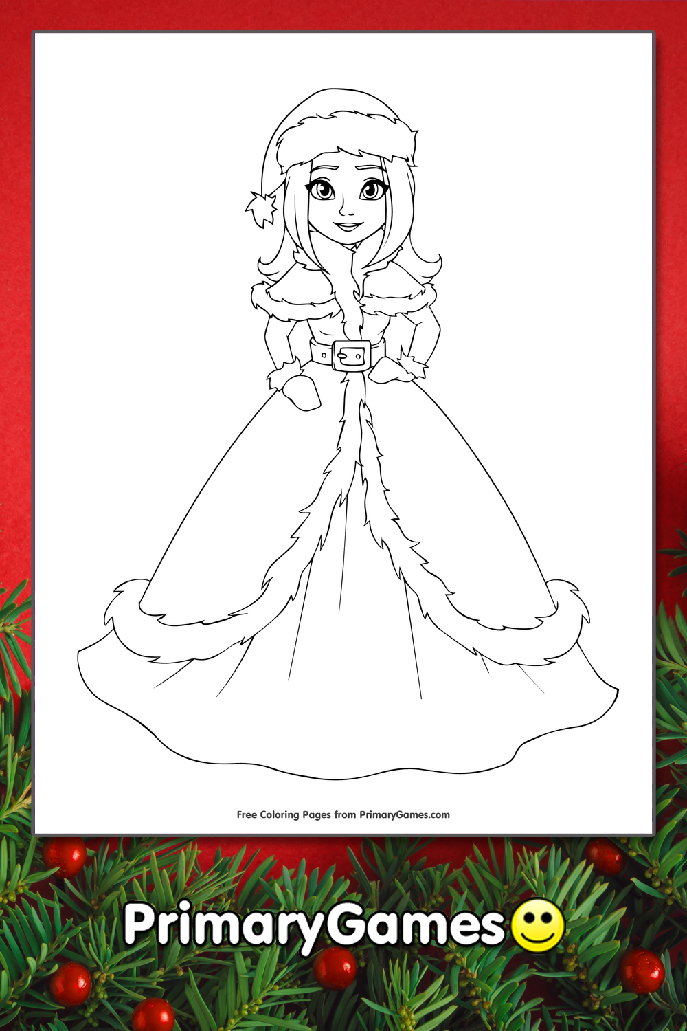 Christmas Princess Coloring Page • FREE Printable PDF from ...